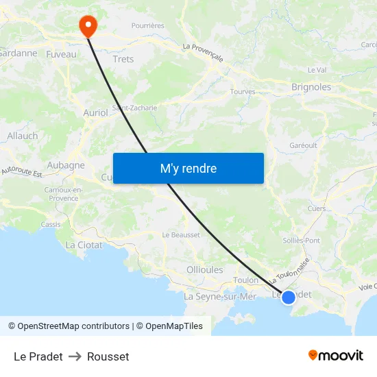 Le Pradet to Rousset map