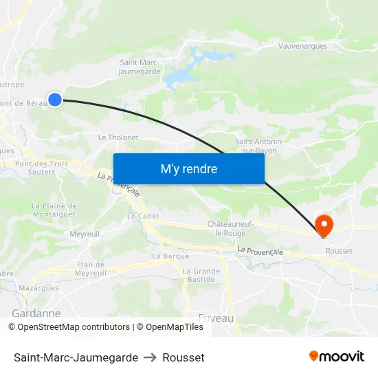 Saint-Marc-Jaumegarde to Rousset map