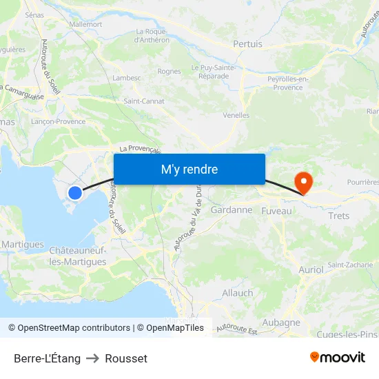 Berre-L'Étang to Rousset map