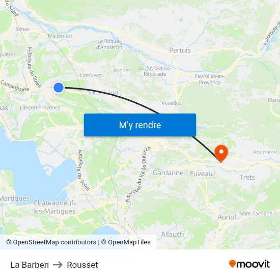 La Barben to Rousset map
