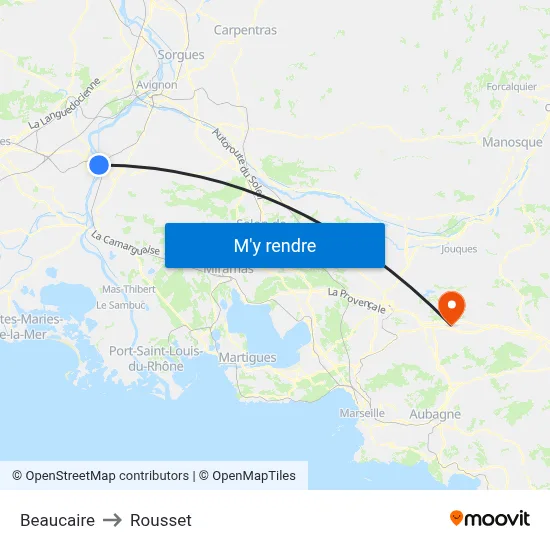 Beaucaire to Rousset map