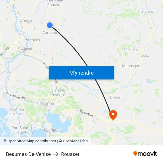 Beaumes-De-Venise to Rousset map
