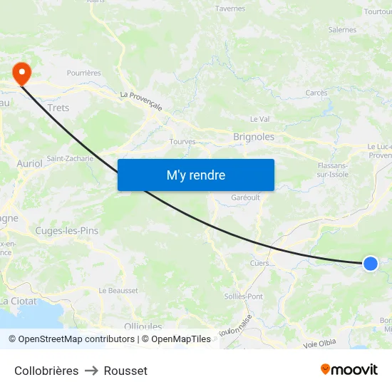 Collobrières to Rousset map