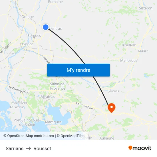 Sarrians to Rousset map