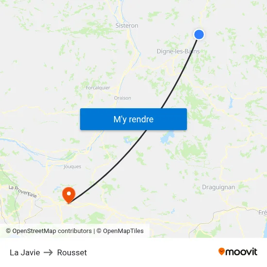 La Javie to Rousset map