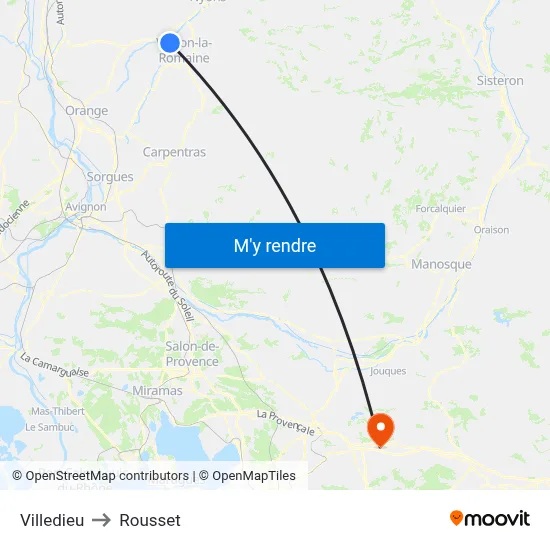 Villedieu to Rousset map