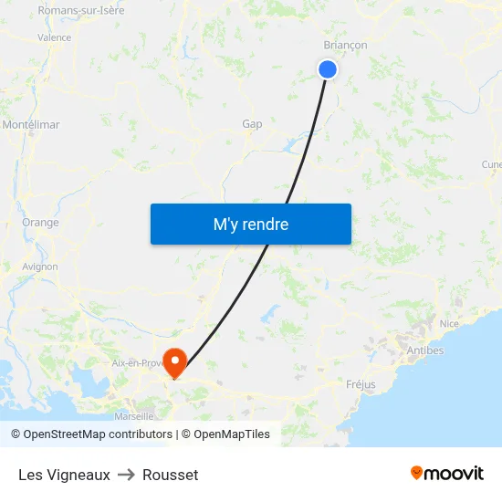 Les Vigneaux to Rousset map
