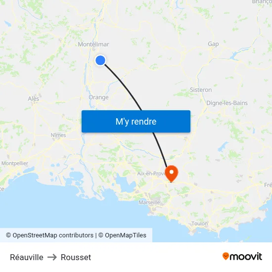 Réauville to Rousset map