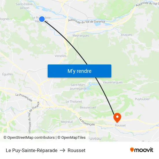 Le Puy-Sainte-Réparade to Rousset map