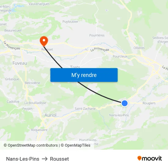 Nans-Les-Pins to Rousset map