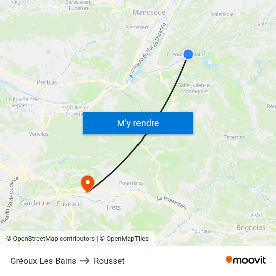 Gréoux-Les-Bains to Rousset map