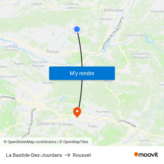 La Bastide-Des-Jourdans to Rousset map