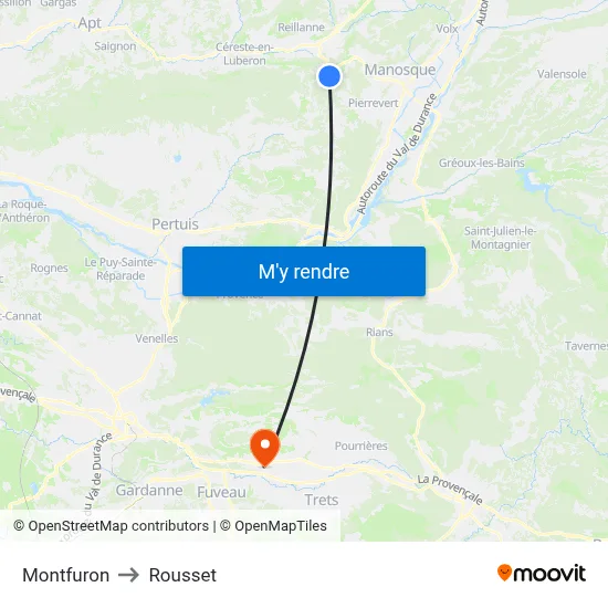 Montfuron to Rousset map