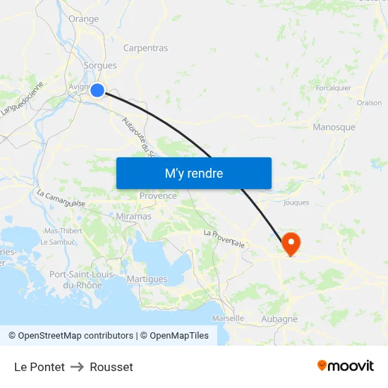 Le Pontet to Rousset map