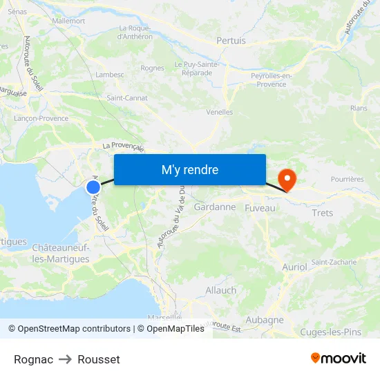 Rognac to Rousset map