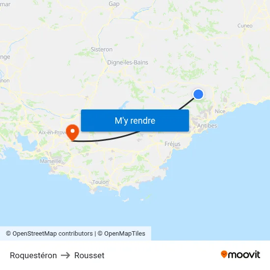 Roquestéron to Rousset map