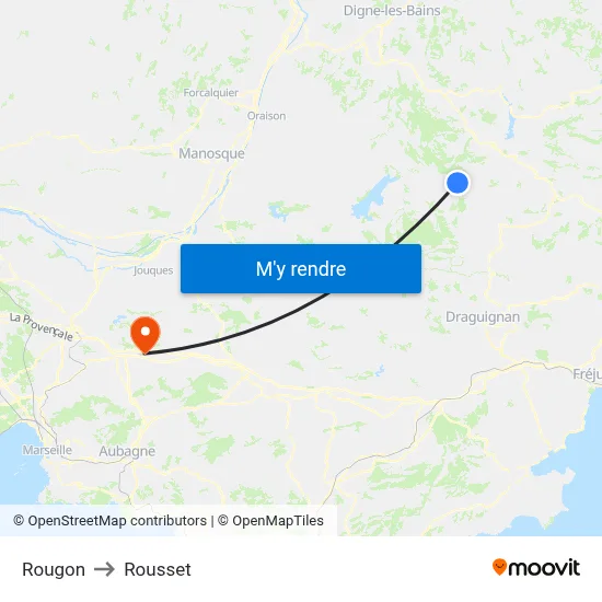 Rougon to Rousset map
