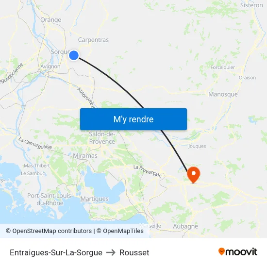 Entraigues-Sur-La-Sorgue to Rousset map