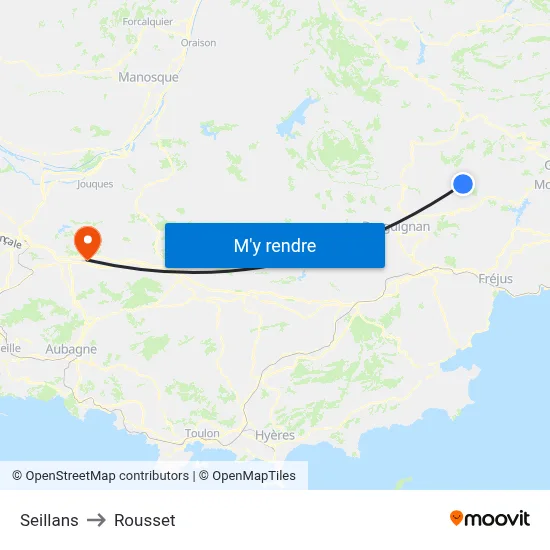 Seillans to Rousset map