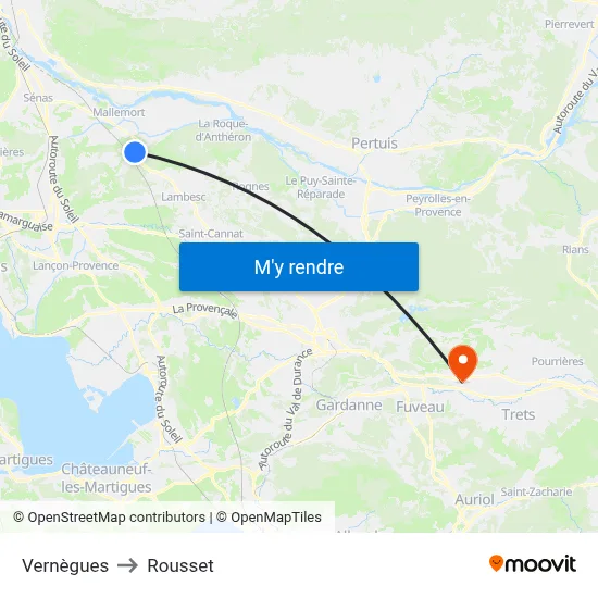 Vernègues to Rousset map