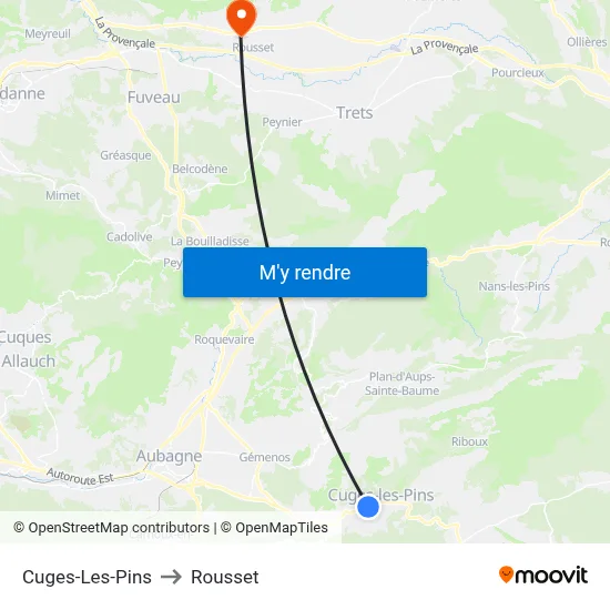 Cuges-Les-Pins to Rousset map