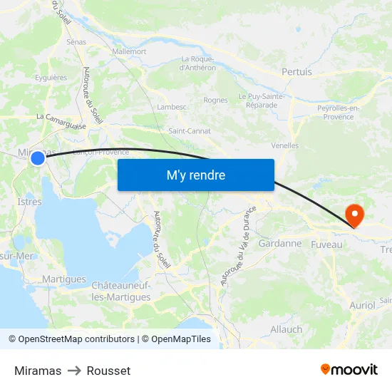 Miramas to Rousset map