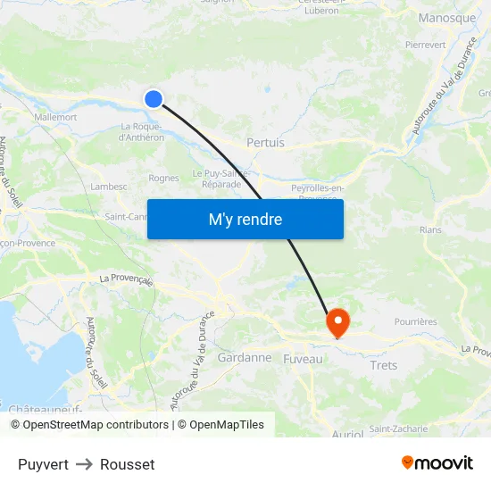 Puyvert to Rousset map