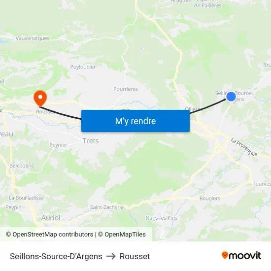 Seillons-Source-D'Argens to Rousset map
