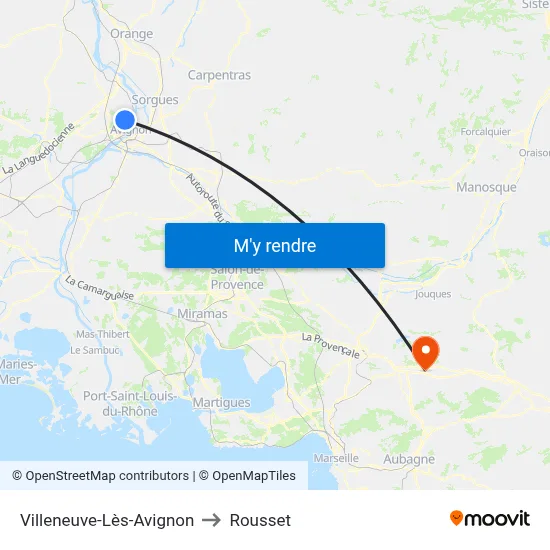 Villeneuve-Lès-Avignon to Rousset map