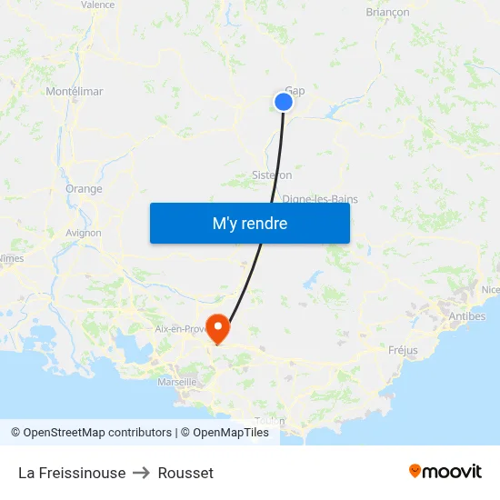 La Freissinouse to Rousset map