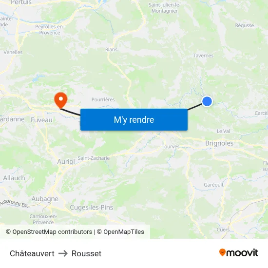 Châteauvert to Rousset map