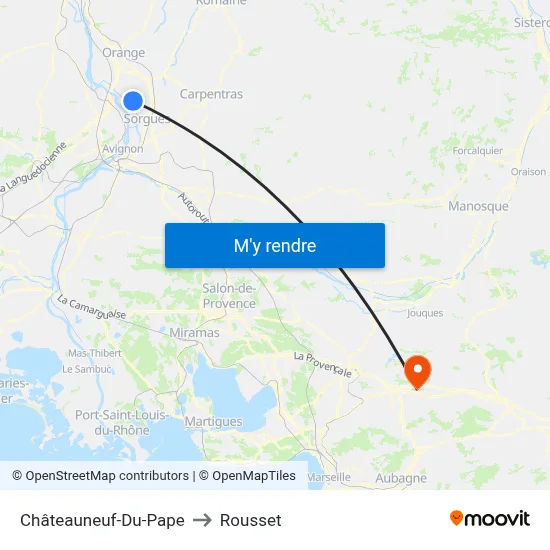 Châteauneuf-Du-Pape to Rousset map