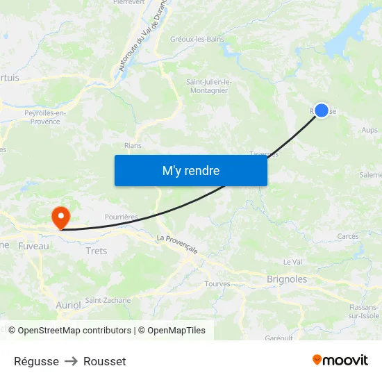 Régusse to Rousset map