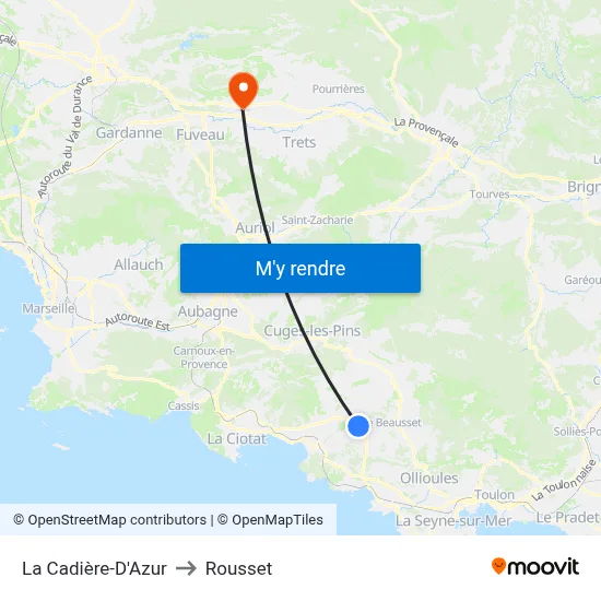 La Cadière-D'Azur to Rousset map