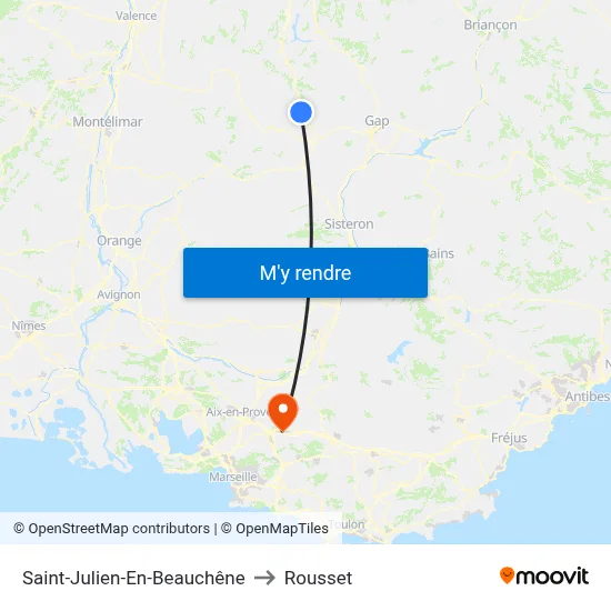 Saint-Julien-En-Beauchêne to Rousset map