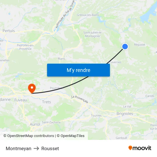 Montmeyan to Rousset map