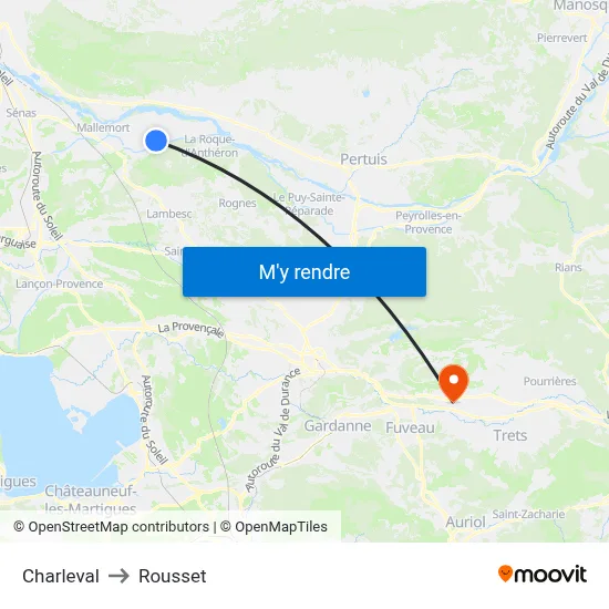 Charleval to Rousset map