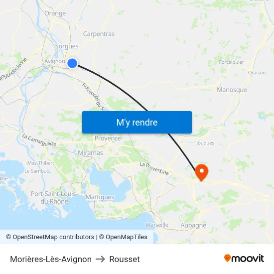 Morières-Lès-Avignon to Rousset map