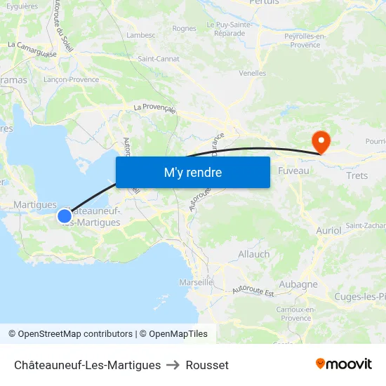 Châteauneuf-Les-Martigues to Rousset map