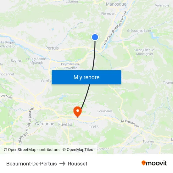 Beaumont-De-Pertuis to Rousset map