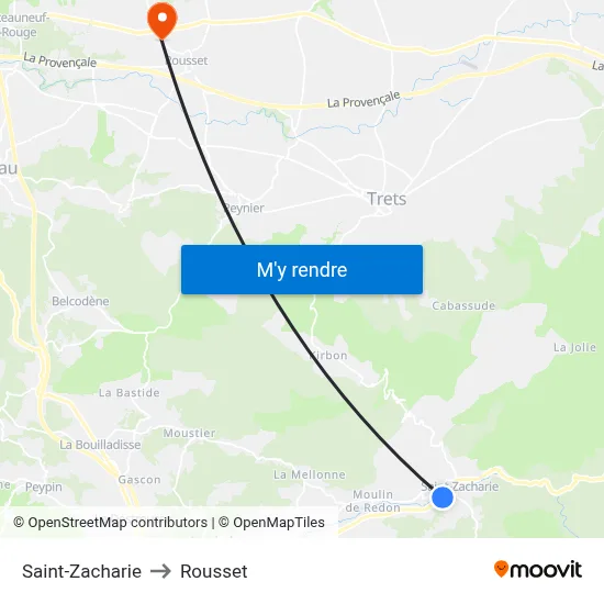 Saint-Zacharie to Rousset map