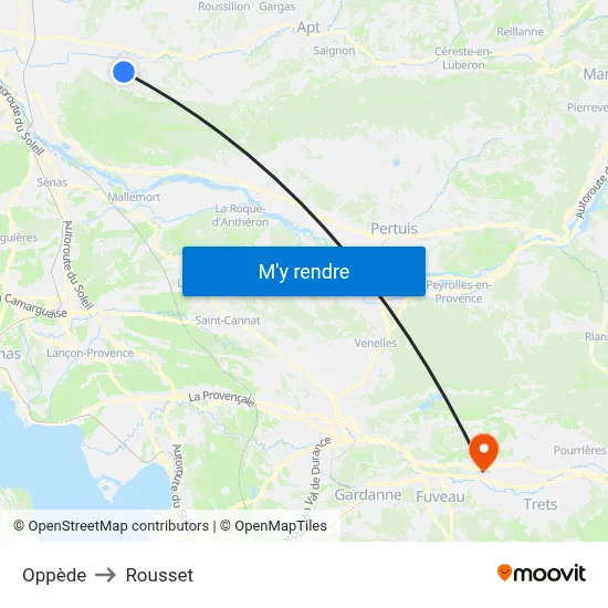 Oppède to Rousset map