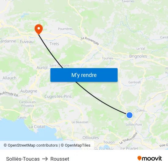 Solliès-Toucas to Rousset map