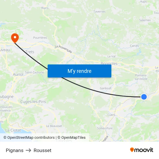 Pignans to Rousset map