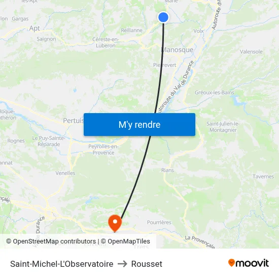 Saint-Michel-L'Observatoire to Rousset map