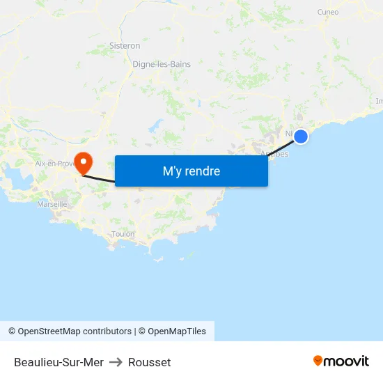 Beaulieu-Sur-Mer to Rousset map