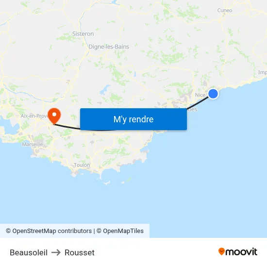 Beausoleil to Rousset map