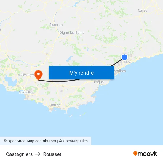 Castagniers to Rousset map