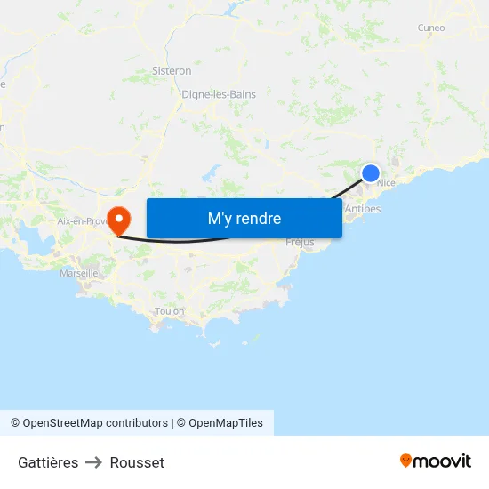 Gattières to Rousset map