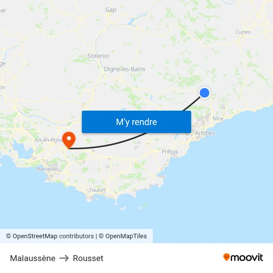 Malaussène to Rousset map